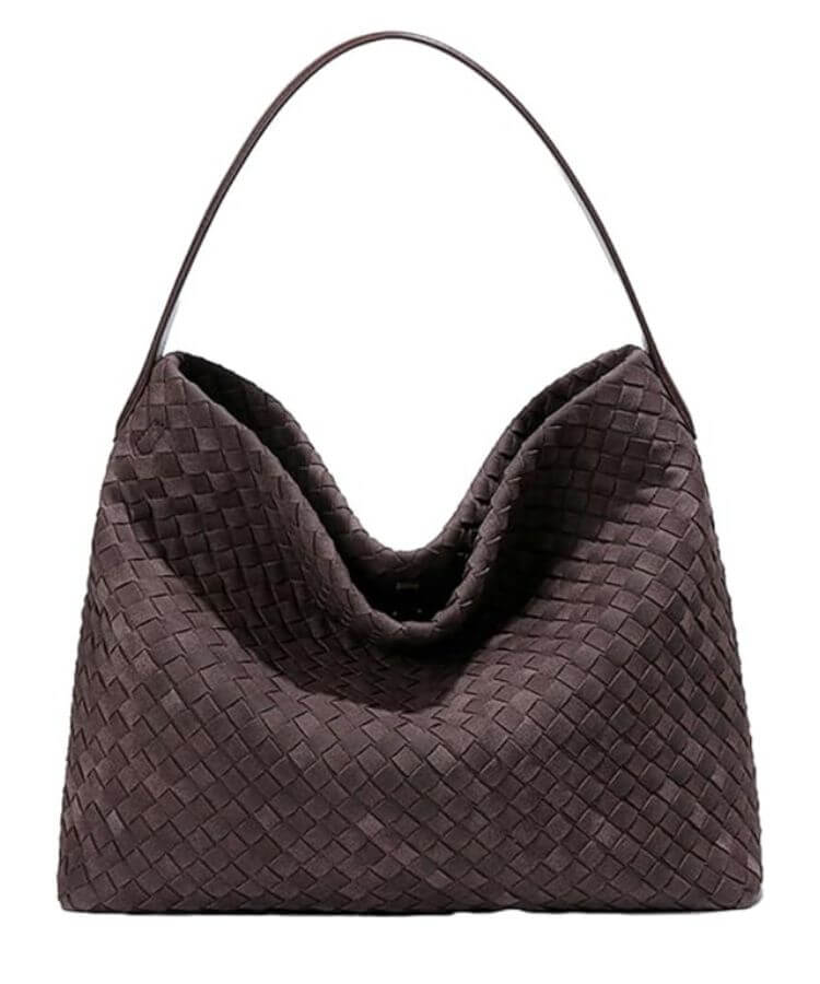 Slouchy Woven Suede Tote Bag