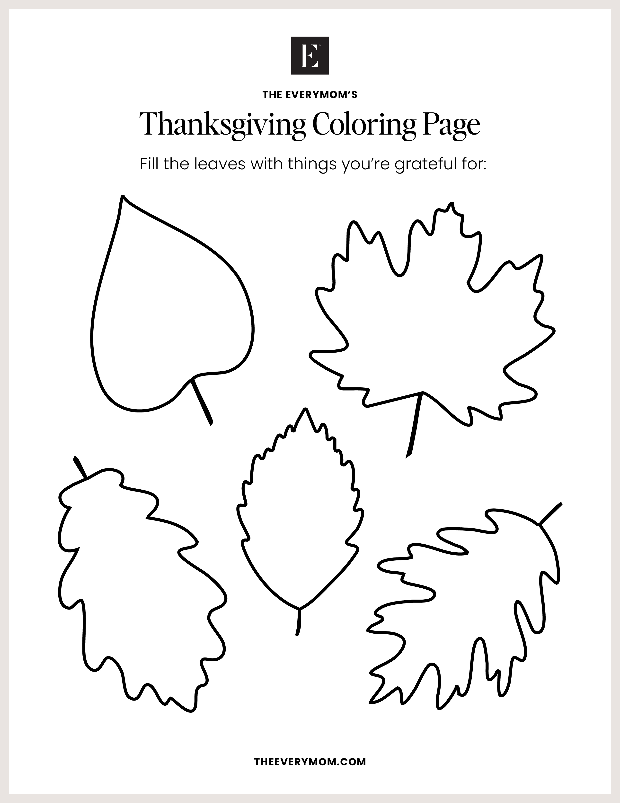 thanksgiving coloring page leaves