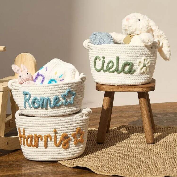 Monogrammed Woven Baby Basket