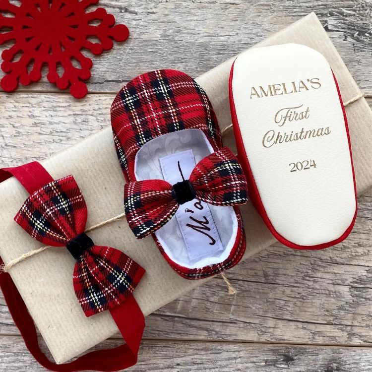First Christmas Booties and Headband
