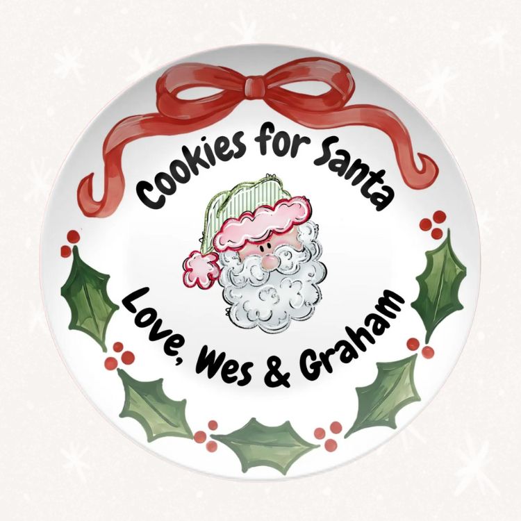 Personalized Christmas Cookies for Santa Plate