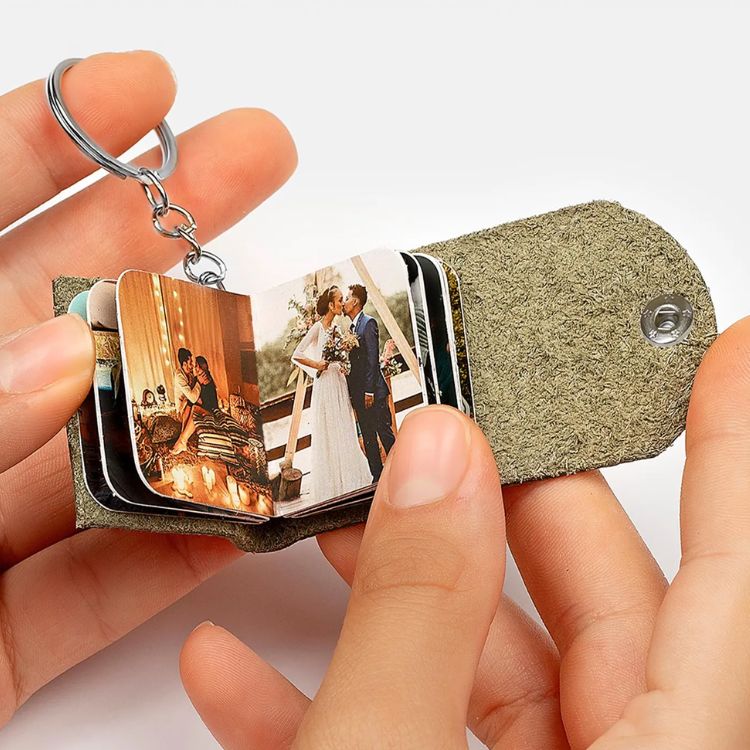 Personalized Leather Photo Album Keychain	