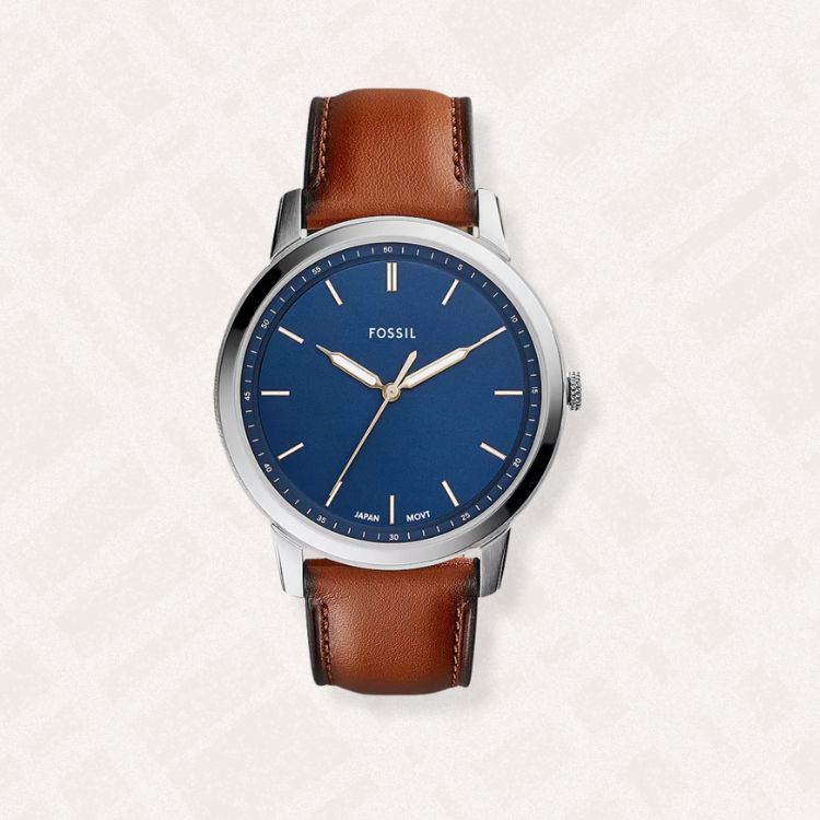 Minimalist Slim Three-Hand Light Brown Leather Watch