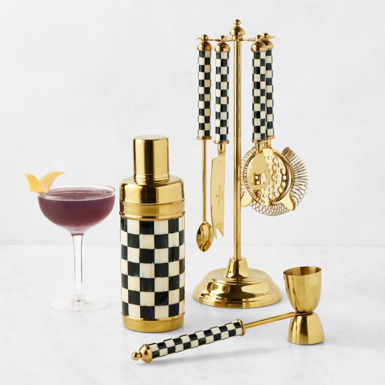 MacKenzie-Childs 3260 Gold Edition Bar Tools & Shaker Set	