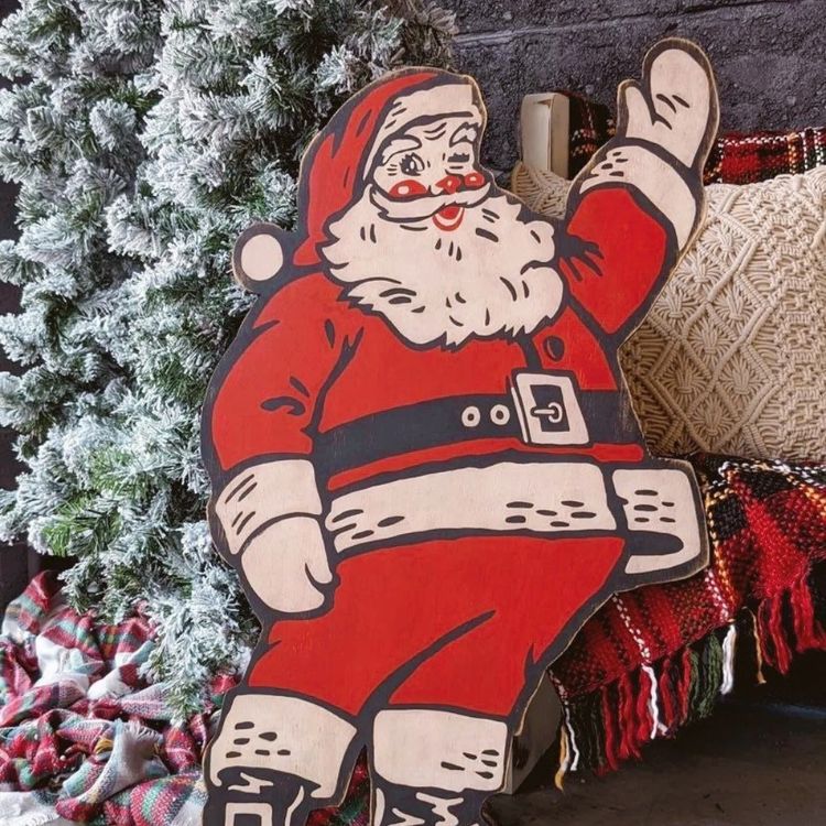 Vintage-Inspired Wood Santa Sign