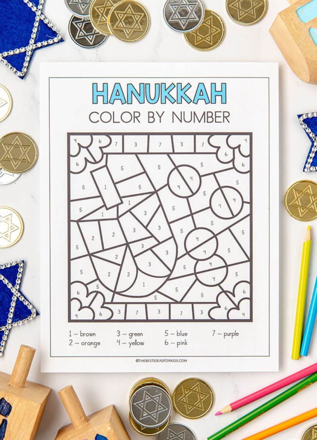 hanukkah color by number hanukkah crafts