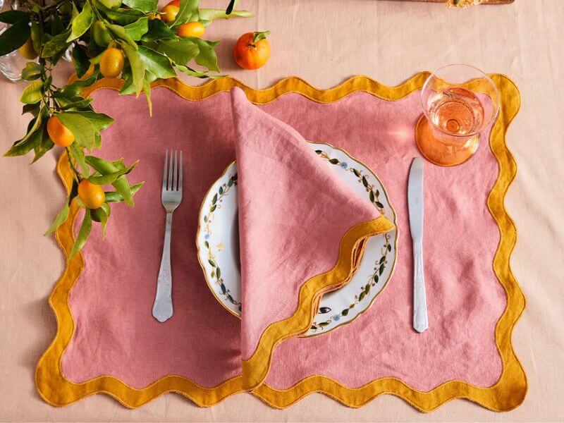 pink tablecloth thanksgiving tablescape
