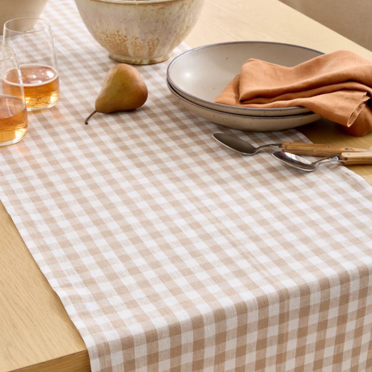 European Linen Gingham Table Runner