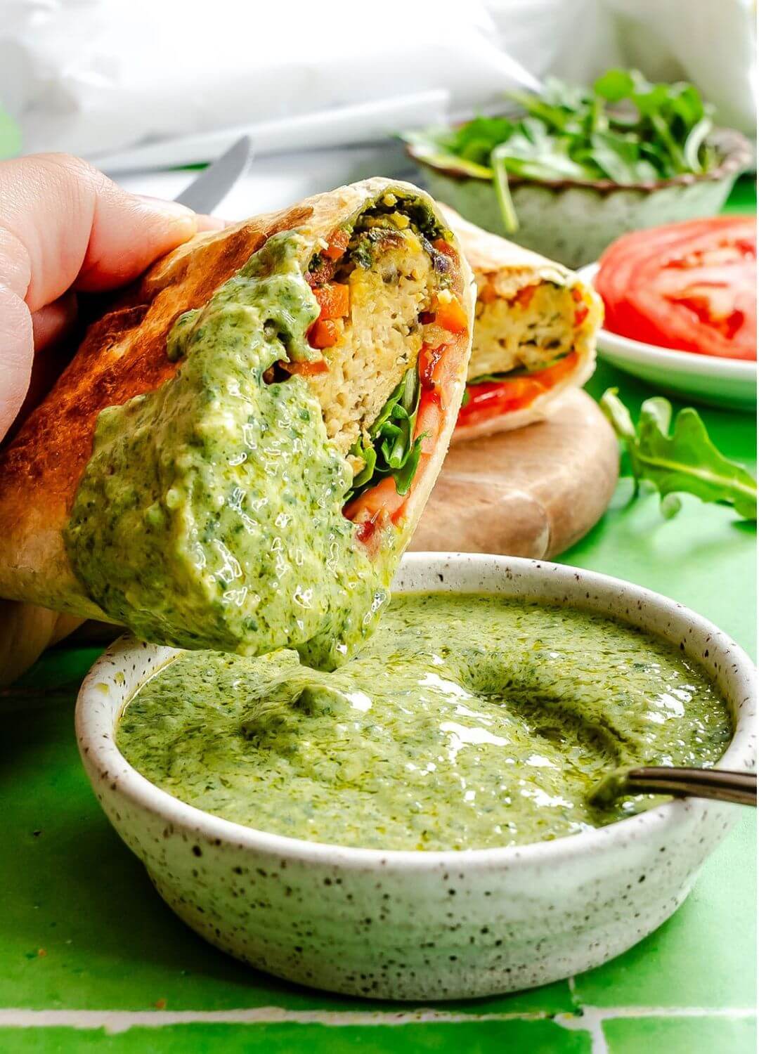 chickpea pesto wraps