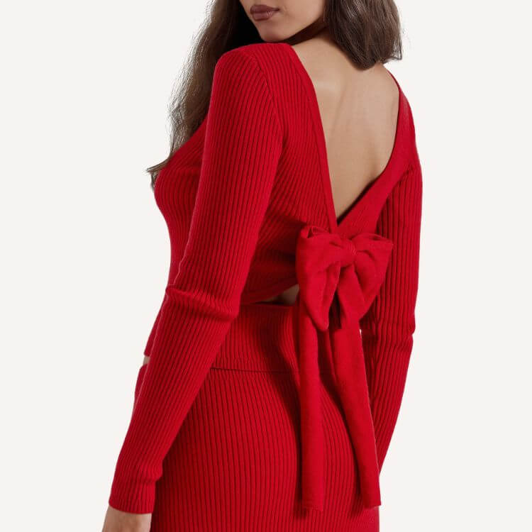Sula Bow Back Rib Sweater
