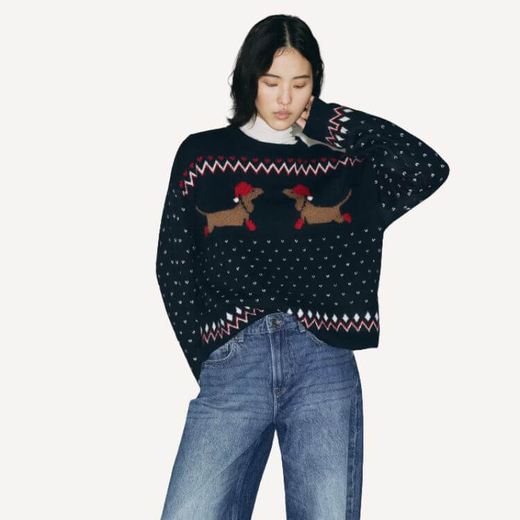 Oversized Jacquard-Knit Sweater