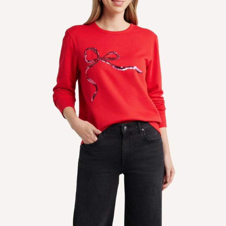 Sequin Bow Sweatshirt