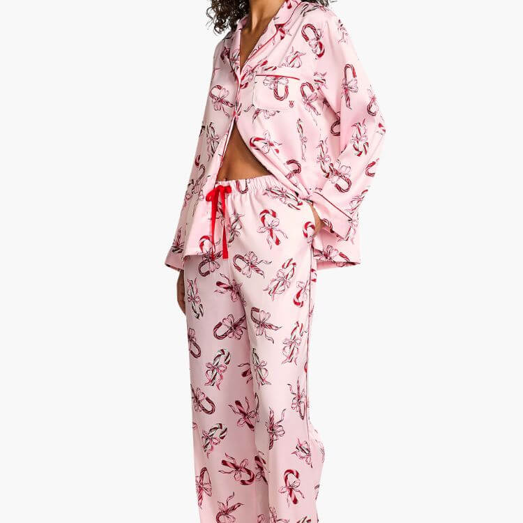 Glazed Satin Long Pajama Set