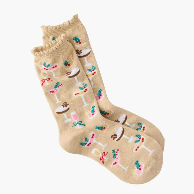 Christmas Cocktails Crew Socks