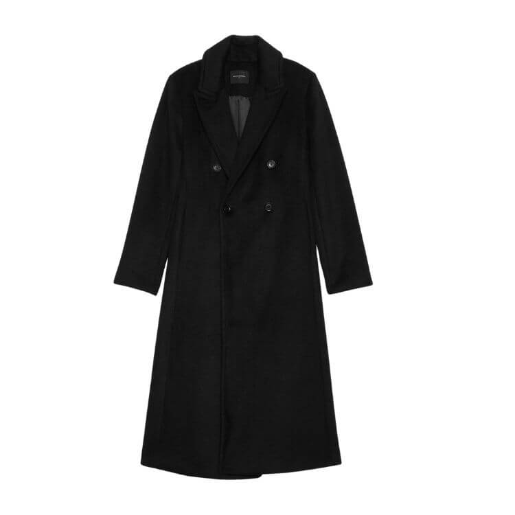 black wool coat for dressed up holiday style