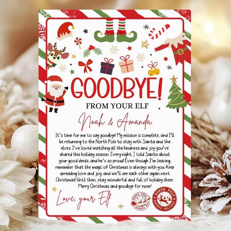Editable Elf Goodbye Letter