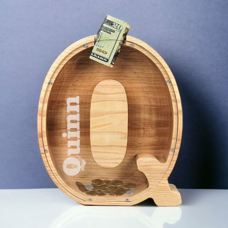 Personalized Wooden Letter Piggy Bank