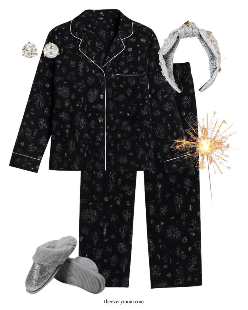 New Year's eve pajama set for quiet celebration at home