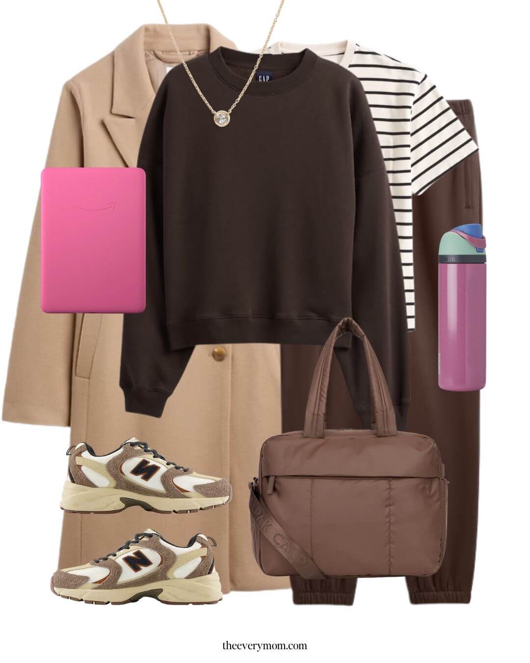 winter travel outfit brown sweatsuit set for airport