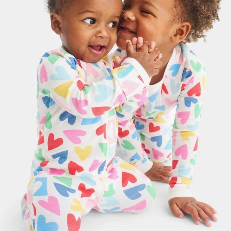 Rainbow Candy Hearts Organic Footie