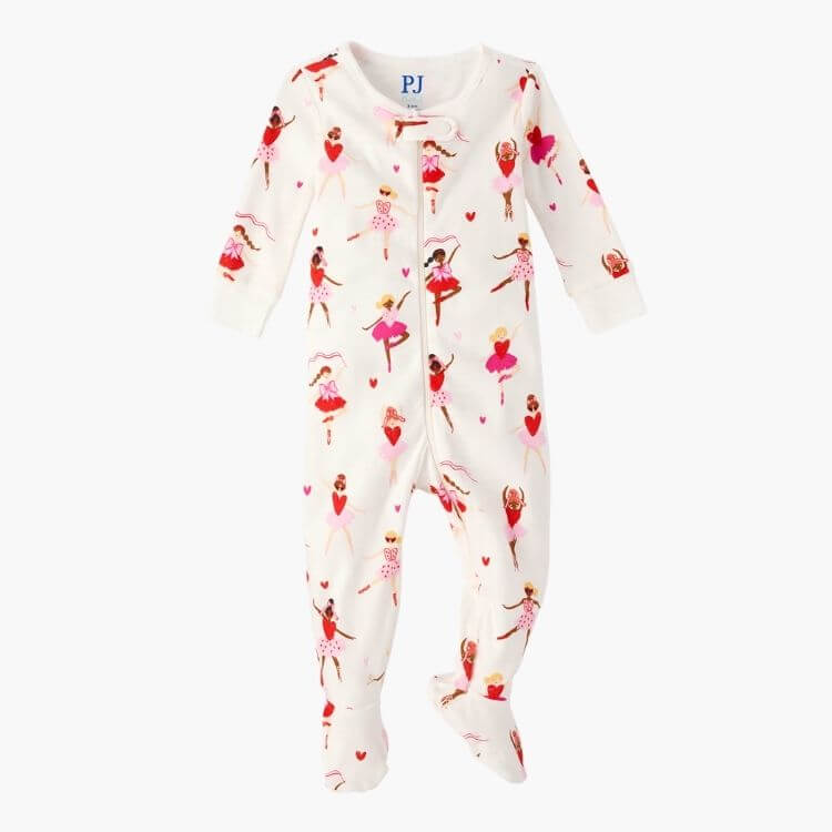 Ballerina Hearts Footed Pajamas