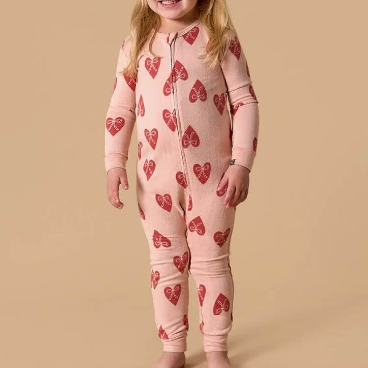 Pink Hearts Footless Pajamas