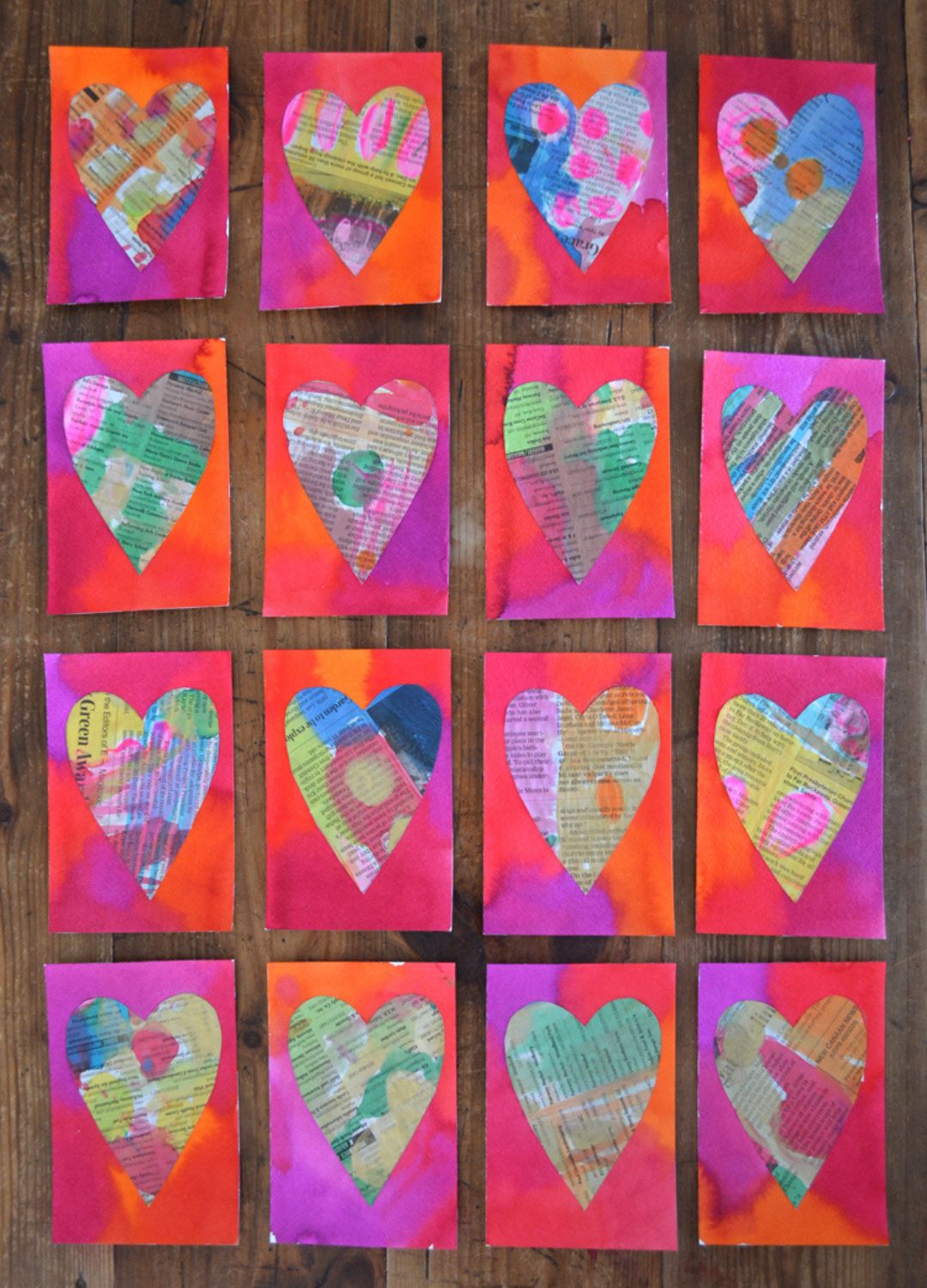 newspaper hearts craft