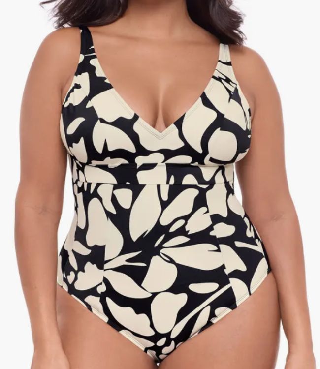 Banded Plunge V-Neck One Piece