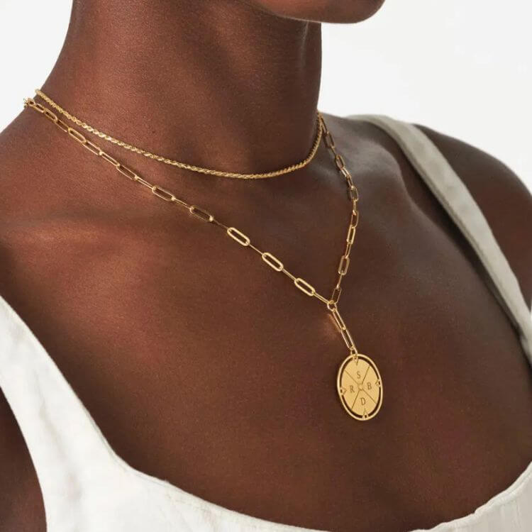 Engraved Compass Necklace