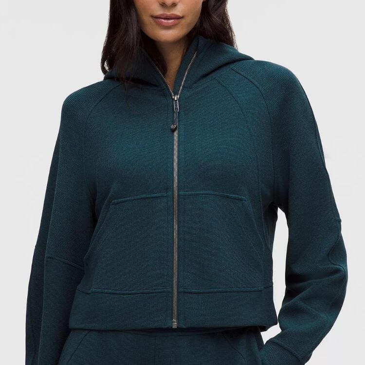 Oversized Full-Zip Waffle Hoodie