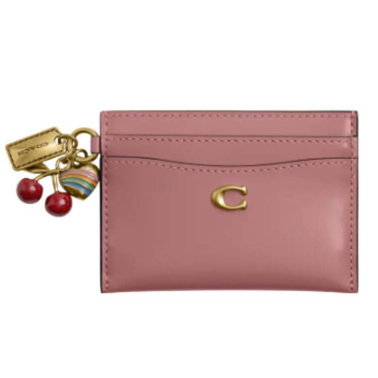 Charm Detail Leather Card Case