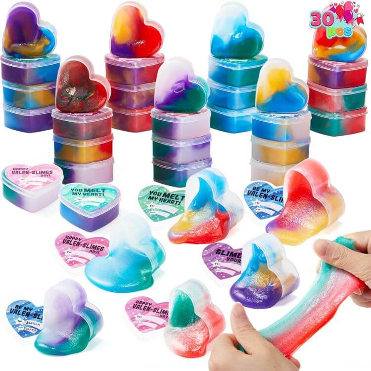 Heart-Shaped Galaxy Slime Valentines 