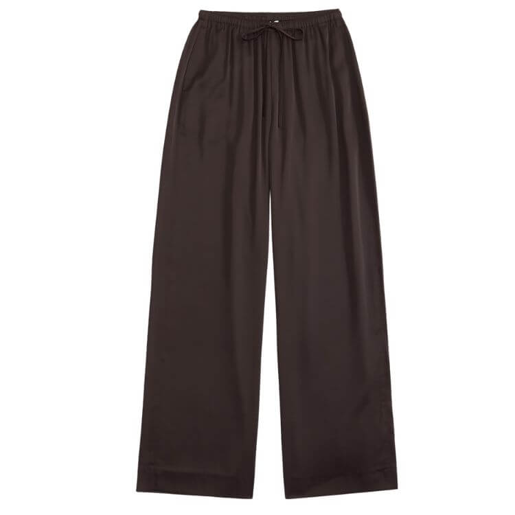 satin pants for spring in brown