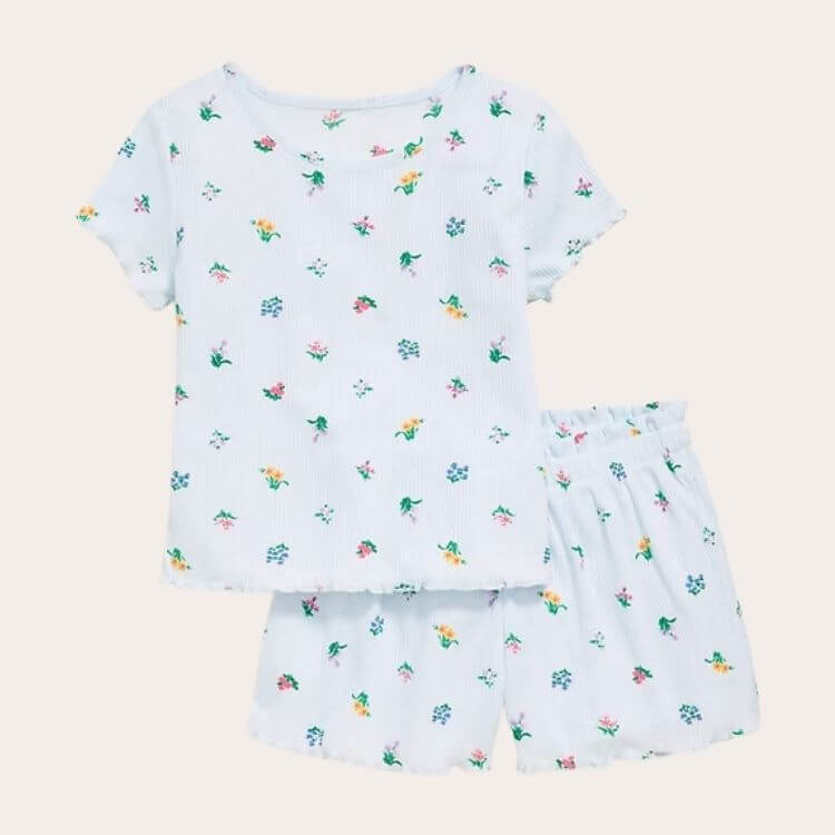 Ribbed Lettuce-Edge Pajama Set