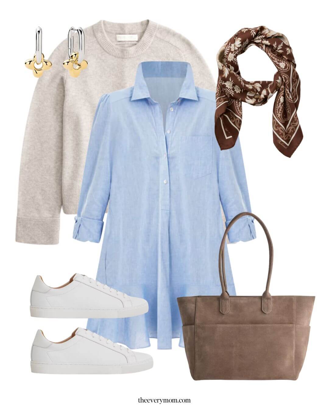 Mom Spring Transition Outfit spring shirt dress outfit idea