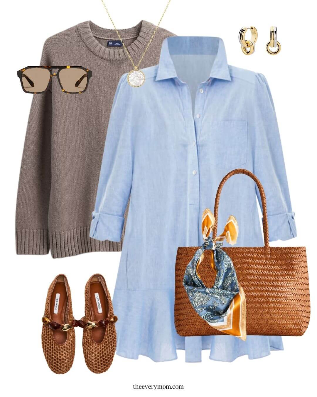 shirt dress outfit idea for Spring