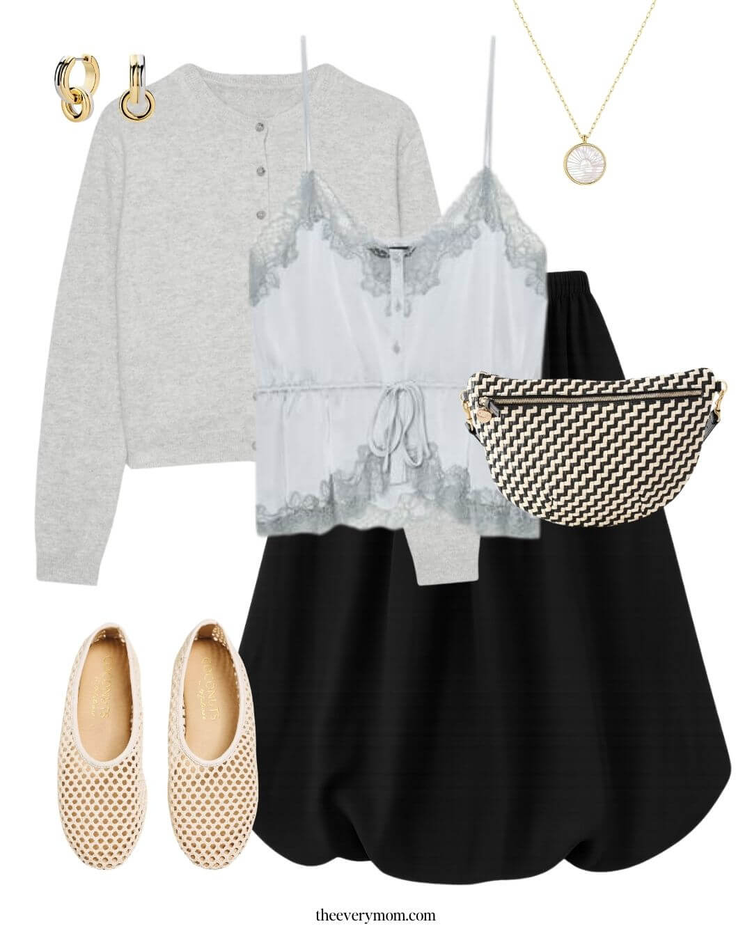 bubble skirt and cashmere cardigan for date night outfit idea for spring