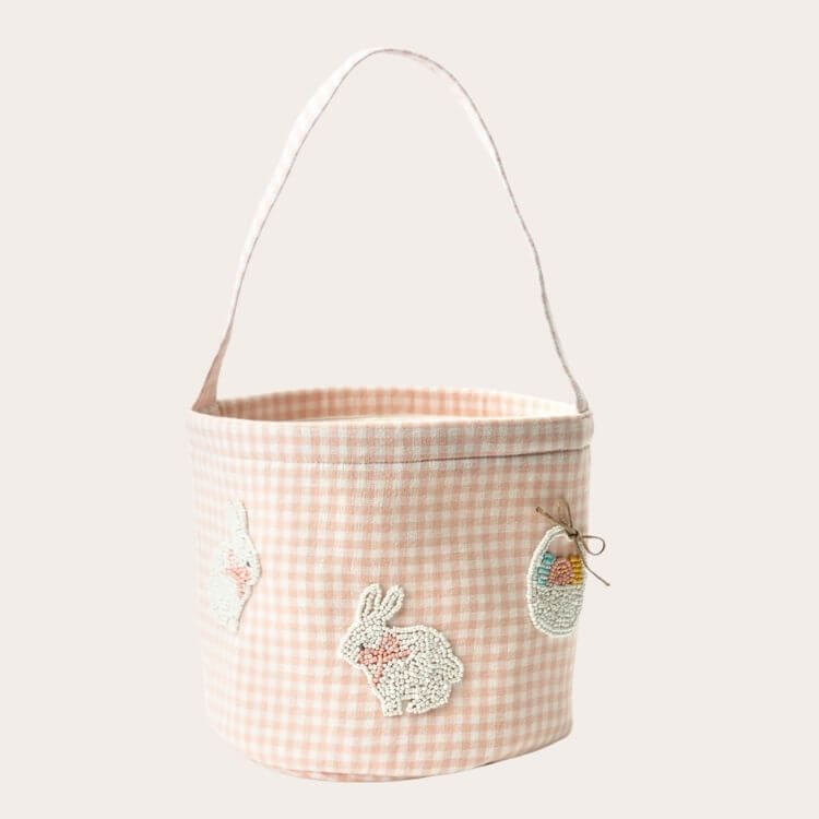 Pink Gingham Bunny Easter Basket