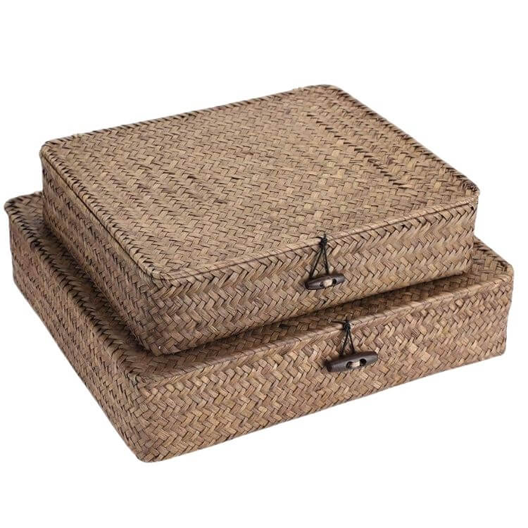 Woven Wicker Storage Bins (Set of 2)