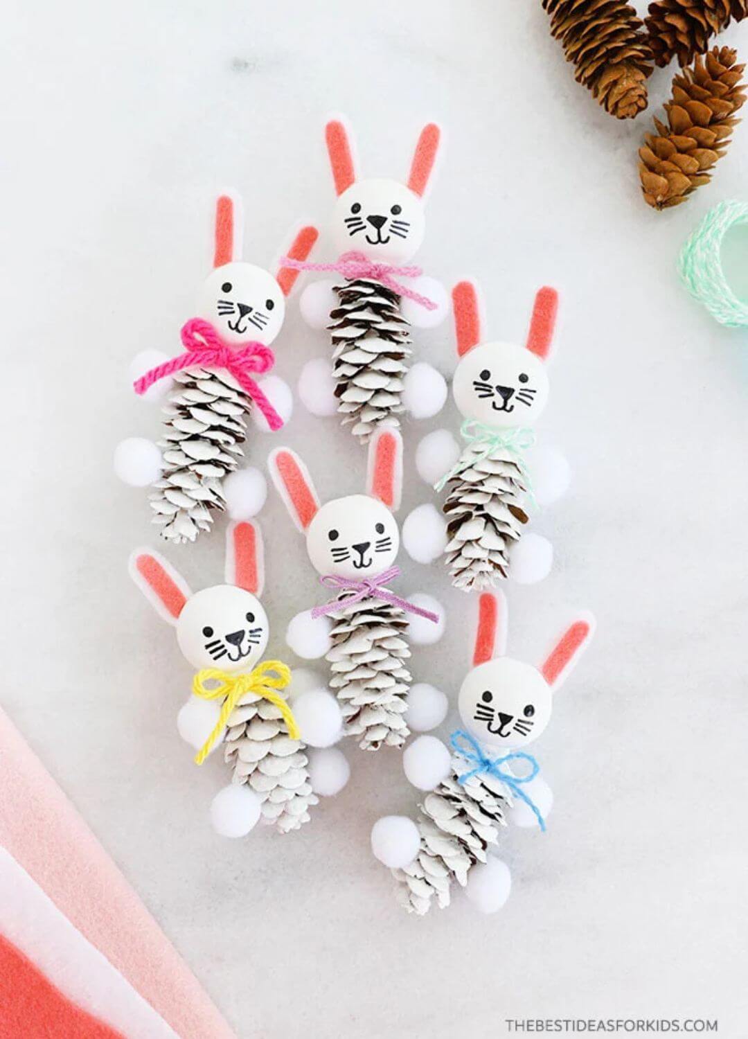 pine cone easter bunnies