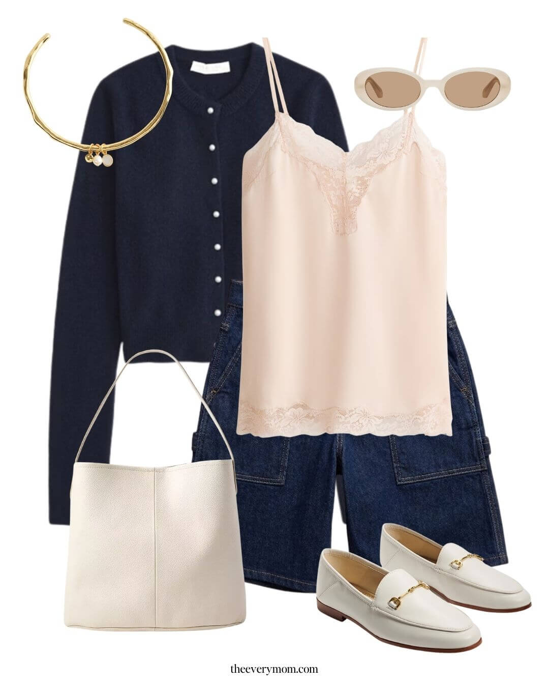spring outfit with bermuda shorts