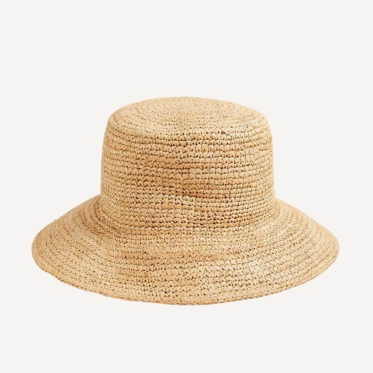 Wide-Brim Raffia Bucket Hat