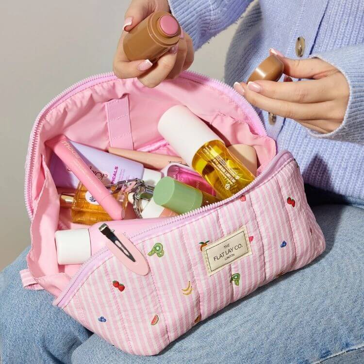 Marshmallow Flat Lay Makeup Bag