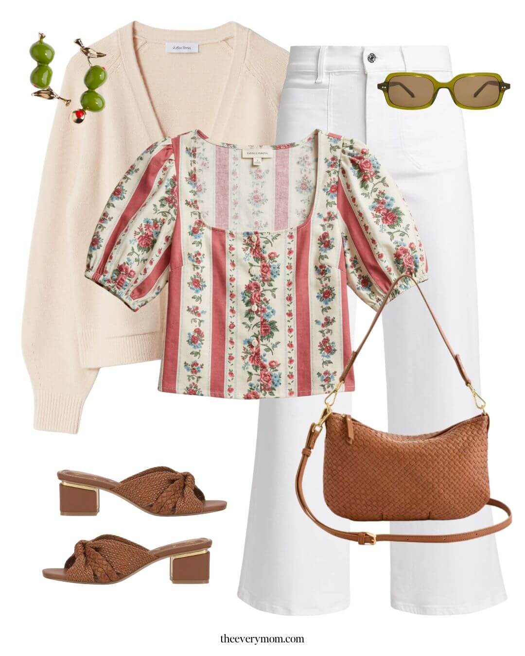 cute top and white jeans for easter outfit ideas