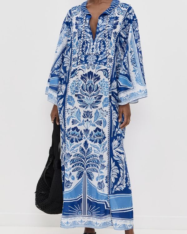 blue pattern kaftan