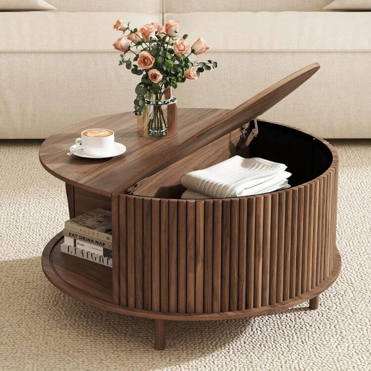 Round Coffee Table with Storage