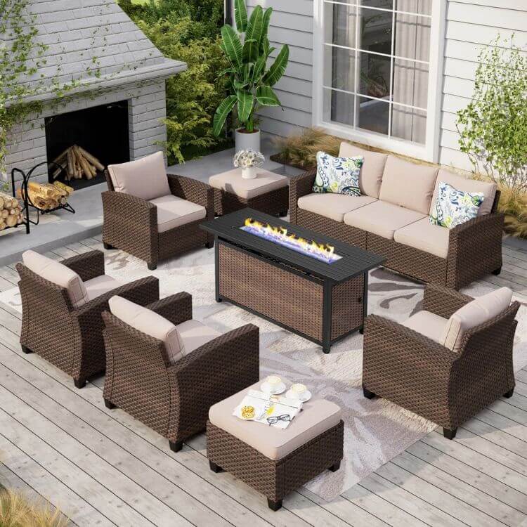 8-Piece Wicker Patio Set