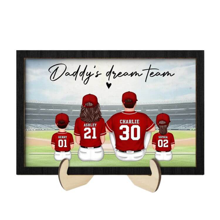 Daddy's Baseball Team Family Portrait