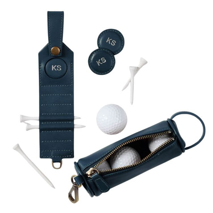 Graham Leather Golf Ball Pouch and Tee Set