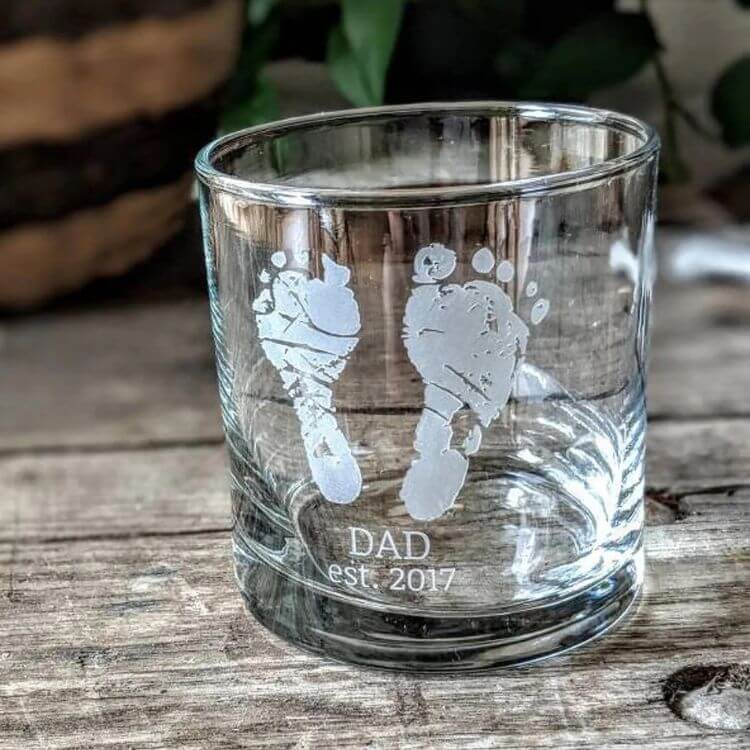 Engraved Footprints Whiskey Glass